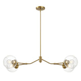 Jewel - 4 Lights Chandelier Ceiling Hanging Light Fixture - Clear / Gold