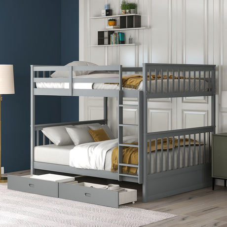 Bunk Bed With Ladders And 2 Storage Drawers