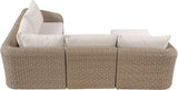 Seacrest - Olefin Water Resistant Fabric And Wicker 5 Piece Outdoor Patio Modular Sectional