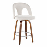 Ava - Upholstered Fixed-Height Barstool (Set of 2) - Walnut Wood Base