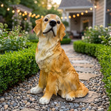 Golden Retriever Garden Statue, Dog Ornament For Backyards - Yellowish-Brown