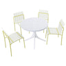4 Piece Set Of Modern Color Block Designed Single Chairs With Round Table