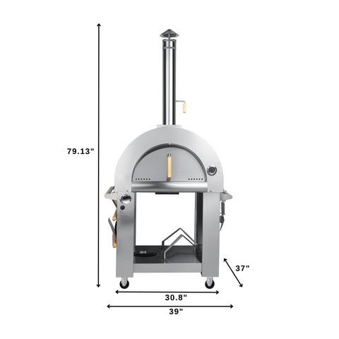 32 in. Outdoor Gas and Wood Fired Pizza Oven in Stainless-Steel (KM-OKS-DFPO)