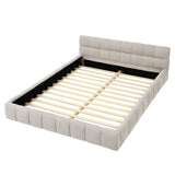 Modern Platform Bed Frame With Thick Chenille Fabric