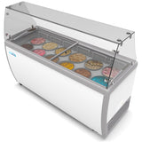 70 in. 12 Tub Ice Cream Dipping Cabinet Display Freezer with Sliding Glass Door and Sneeze Guard, 20 cu. ft. KM-ICD-71SD-FG .
