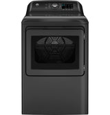 GE GTD58GBPVDG 7.4 cu. ft. gas dryer in Diamond Gray, front view
