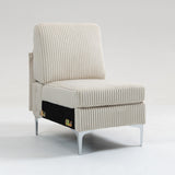 Single Couch Modular Armless Accent Chair With Back Cushion