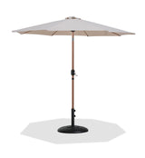 Fiji - Aluminum Patio Umbrella With Round Black And Teak Base