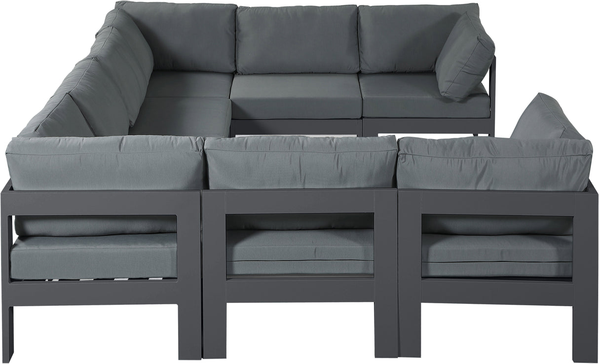Nizuc - Outdoor Patio 8 Piece Modular Sectional With Gray Frame