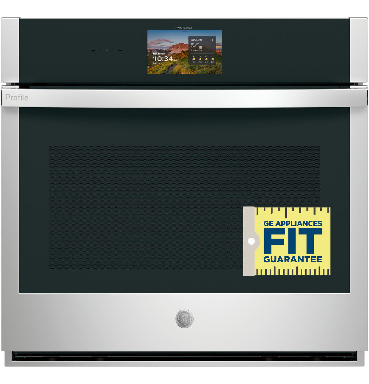 GE Profile PTS9000SZSS single wall oven angled view