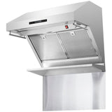 Forno Alta Qualita Savona FRHWM502930HB Wall Mount Range Hood with 4-Speed, Touch Control, LED Strip Lights, Dishwasher-Safe Hybrid Filter, 2 Utensil Hangers and Backsplash: 30 Inch - 600 CFM