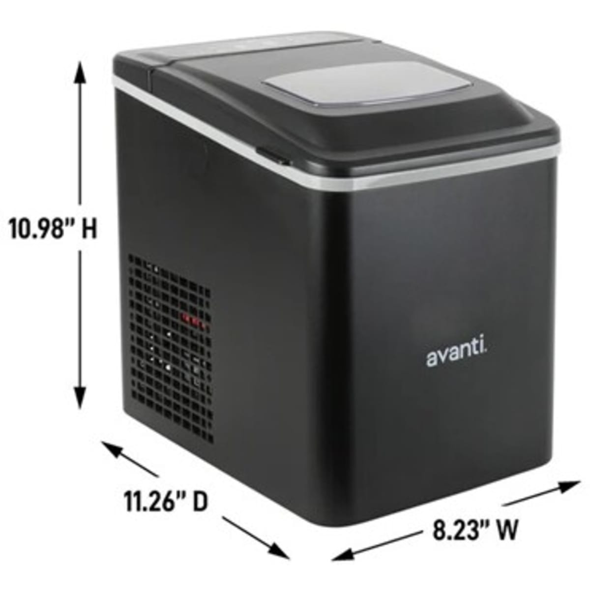 Avanti AVIM2625BK 9" Countertop Ice Maker 2 lbs. Storage Capacity 26 lbs. Daily Production in Black