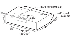 Air King AV Series under-cabinet range hood dimensions diagram