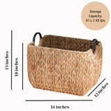 Rectangular Multi Purpose Baskets With Handles For Towel, Toys, Magazine And Kitchen Storage - Light Brown