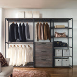 Monica - Wood Walk In Closet System With Spacious Storage In Wood And Metal Frame - Gray