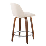 Toriano - Mid Century Modern Fixed Height Counter Stool With Swivel With Round Footrest (Set of 2)