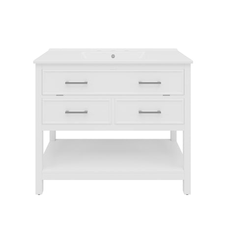 Bathroom Vanity With Ceramic Sink, Tip Out Tray & 2 Full Extension Drawers