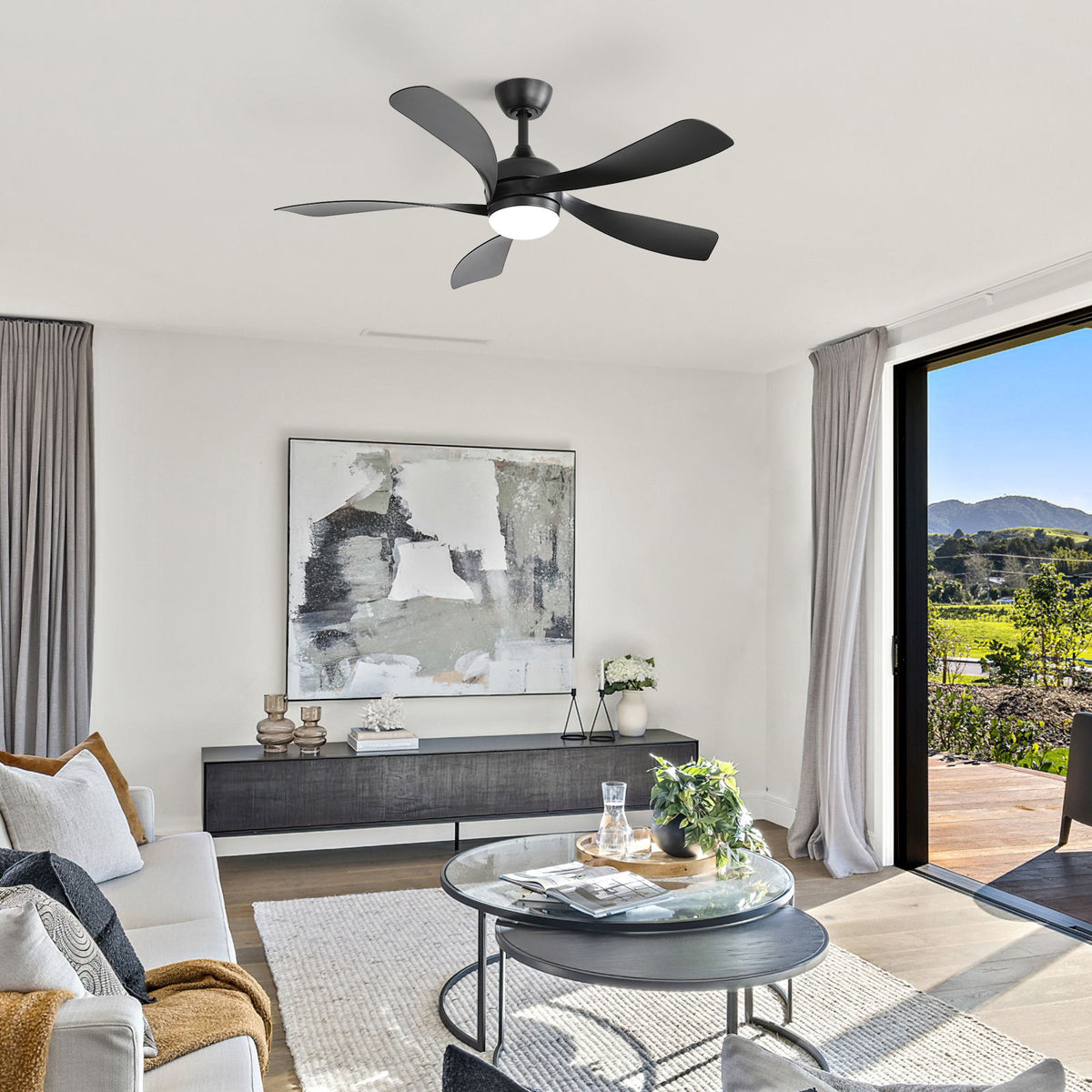 45" Ceiling Fan With DC Motor Smart App Control Quiet Reversible Operation Dimmable Lighting And Timer