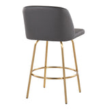 Toriano - 26" Fixed-Height Counter Stool (Set of 2) - Dark Gray And Gold