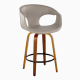 Curvo - 26" Fixed-Height Counter Stool With Swivel And Round Metal Footrest (Set of 2) - Walnut Wood