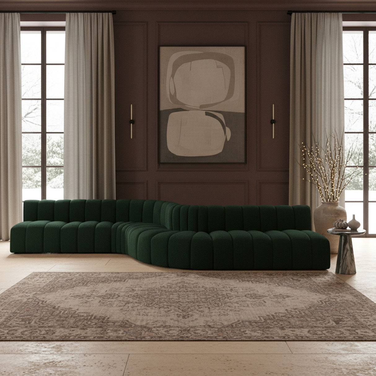 Arc - Boucle Fabric 8 Piece Curved Modular Sofa