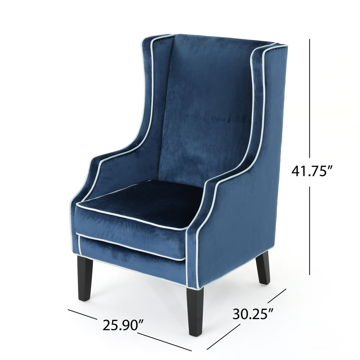 Elegant Velvet Club Chair With Tonal Piping
