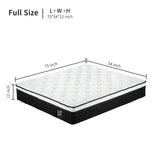 12" Hybrid Mattress With Individual Pocket Spring, Comortable Memory Foam