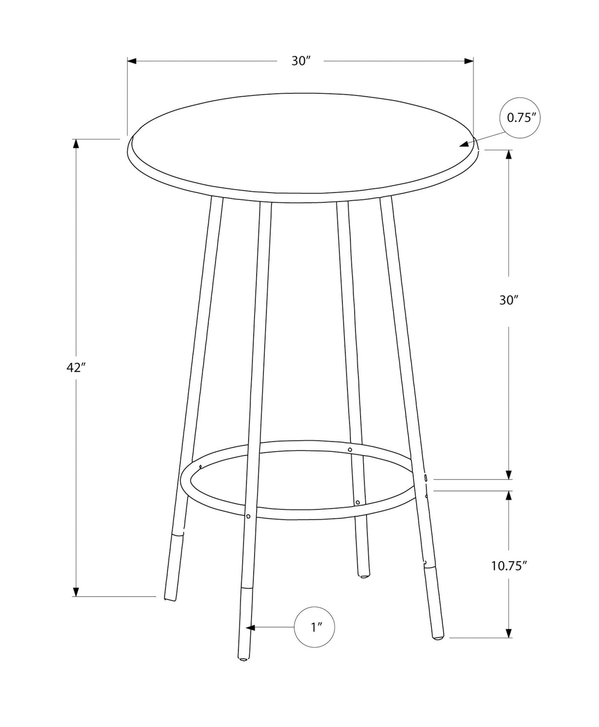 Home Bar Table With Bar Height, Small Round For Kitchen - Espresso