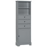 Tall Storage Cabinet With 3 Drawers And Adjustable Shelves For Bathroom
