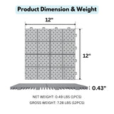 Interlocking Deck Tiles Plastic Waterproof Outdoor All Weather Anti-Slip Bathroom Shower Balcony Porch Strong Weight Capacity Upto 6613 Lbs, Rosette Pattern