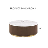 3 Piece Table Set Round Cocktail Table And 2 Round End Tables - Brown / Gold / White