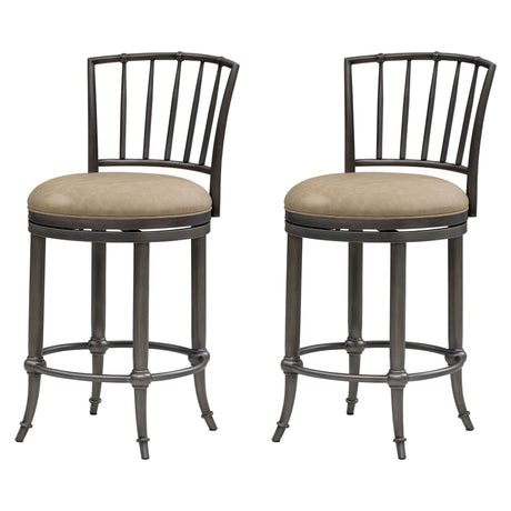 Vince - Commercial Grade Steel Frame Faux Leather Upholstered Swivel Counter Height Barstool