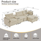 Oversized Modular Sectional Sofa With Multi Functional Console