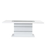 Elizaveta - Dining Table With Pedestal Base - Faux Crystal Diamonds & White High Gloss
