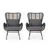 Modern Aesthetic Outdoor Rattan Accent Chair With Metal Legs