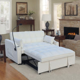 Modern Velvet Loveseat With Pullout Bed, Adjustable Reclining Backrest