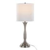 Sawyer - Contemporary Metal Table Lamp (Set of 2) - Brushed Nickel With White Linen Shade And Built - In Usb Port From Grandview Gallery