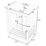 Modern Sleek Bathroom Vanity Elegant Ceramic Sink With Solid Wood Frame Open Style Shelf - White