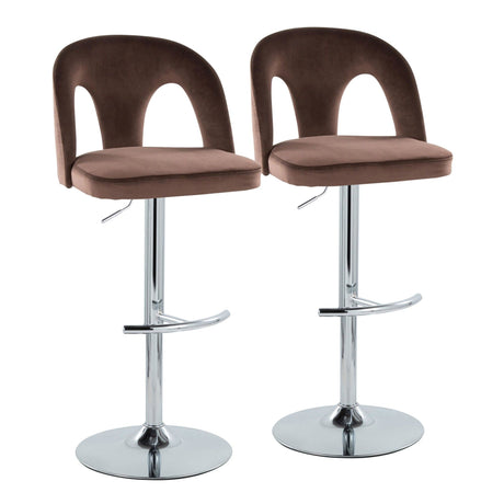 Ava - Upholstered Adjustable Barstool (Set of 2) - Chrome Metal