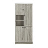 Modern Tall Storage Cabinet With Adjustable Shelves, Flip-Out Basket & Enclosed Doors