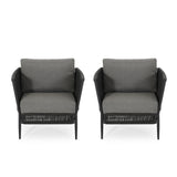 Hanford - Modern Club Chair With Woven Rope Design - Gray