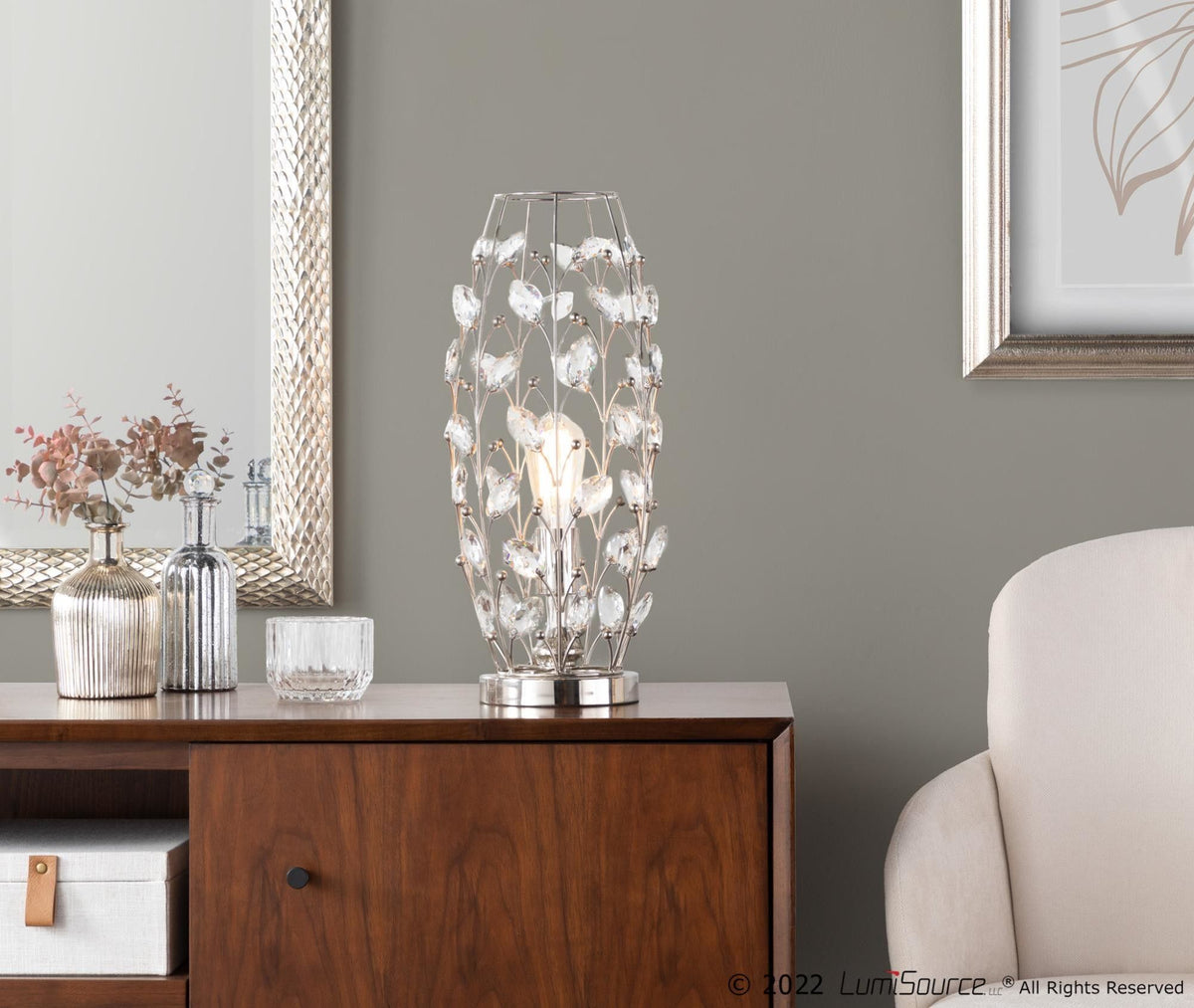 Crystal Buds- 18" Metal Uplight - Silver