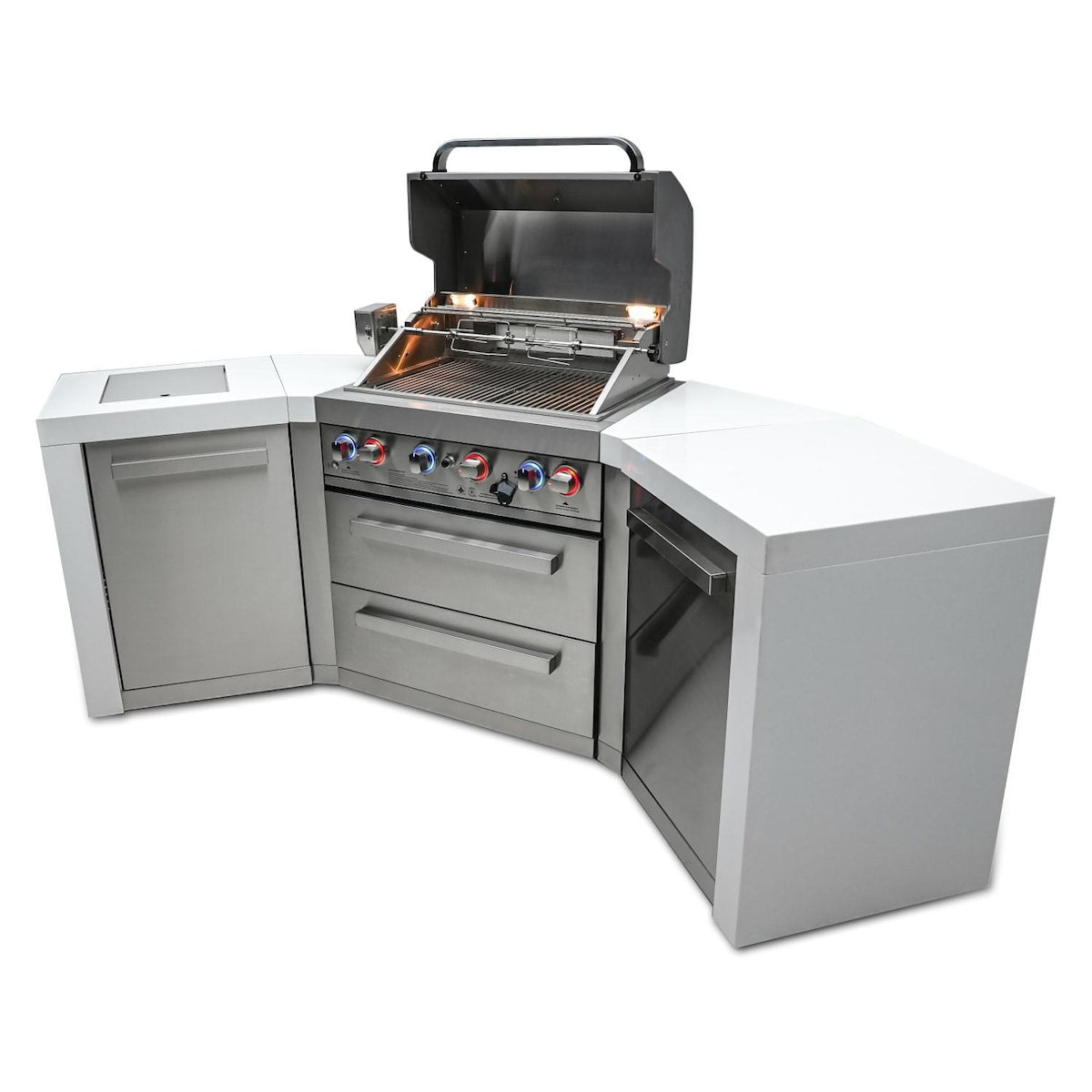 Mont Alpi Deluxe Series 7.5 Ft U-Shaped Propane Outdoor Kitchen Island w/ Side Burner - MAi400-D45