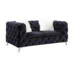 Phifina - Loveseat With 2 Pillows - Black Velvet