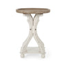Rustic French Country Accent Table With Hourglass Firwood Base And Lipped Top