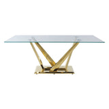Barnard - Dining Table - Clear Glass & Mirrored Gold