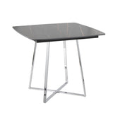 Folia - Dinette Table - Chrome Metal, Black Textured Marble, Black Wood