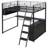 Loft Bed With LED Desk And 4 Storage Shelves
