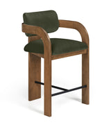 Cedra - Velvet Performance Fabric Upholstered Counter Stool - Brown Frame