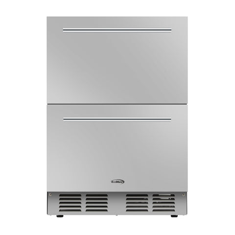 24 in. Built-in Two-Drawer Outdoor Refrigerator in Stainless-Steel (KM-OKS-RD2)